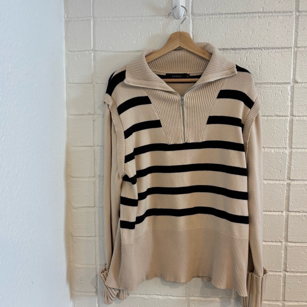 Zesica striped quarter zip up sweater